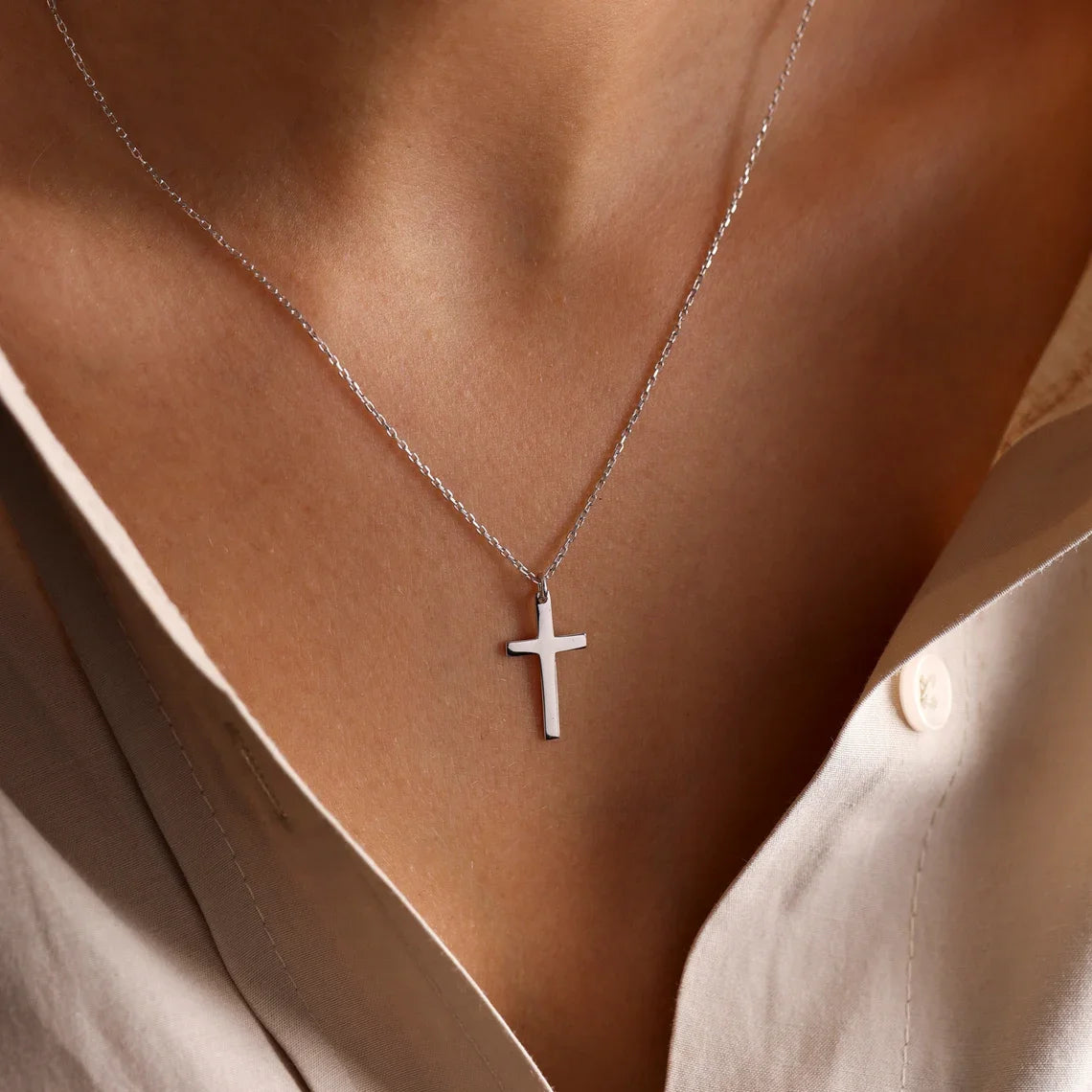 Mode Edelstahl Kreuz Gold Silber Farbe Halskette für Damen Herren Exquisite Kette Halsketten Schmuck Geburtstagsgeschenk
