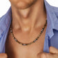 Men's Necklace Natural Coconut Pearls, Heishi Pearls in White Natural Shell and Black Wood  Beaded Surfer Necklace