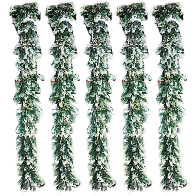 180CM Artificial Plants Christmas Garland Wreath Xmas Home Party Wedding Decoration Pine Tree Rattan Hanging Ornament For Kids