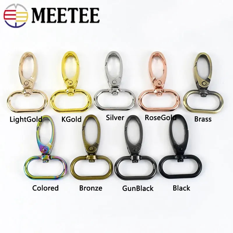 5/10Pcs Meetee 20/25/32/38mm Metal Bags Strap Buckles Lobster Clasp Collar Carabiner Snap Hook DIY KeyChain Bag Part Accessories