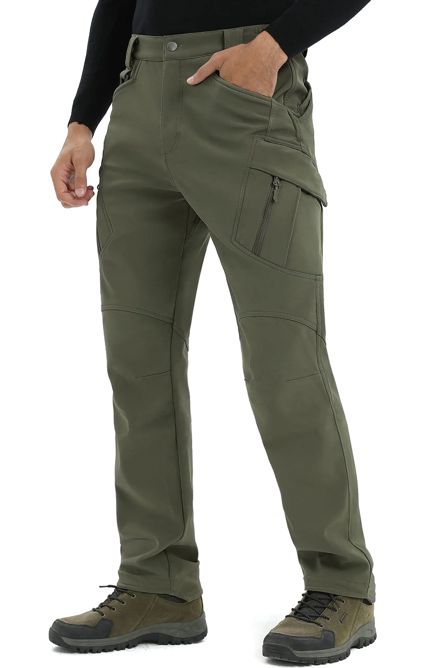 TACVASEN IX9 Winter Softshell Thermo Wanderhose Arbeitshose Herren Fleece Cargohose Wasserdicht Warm Outdoor Männer Hose