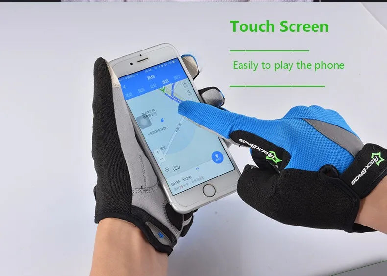 ROCKBROS Fahrradhandschuhe Schwammpolster Lange Finger Motorradhandschuhe für Fahrrad Mountainbike Handschuhe Touchscreen MTB Handschuhe
