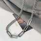 Edelstahl Cuban Gliederkette Halskette für Herren Schwarz Quadrat Anhänger Halskette Herren Halsketten Coole Hip Hop Halskette Neu
