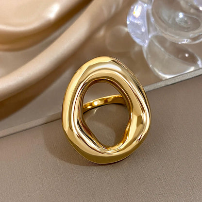 Unregelmäßige geometrische Kreisringe für Damen und Herren, modische klobige vergoldete Edelstahl-Fingerringe, einzigartiges Design-Schmuck