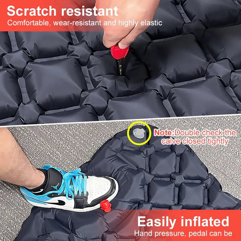 Outdoor-Camping aufblasbare Matratze Isomatte mit Kissen Ultraleichte Luftmatratze Eingebauter Inflatorpumpe Wandern