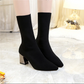 Autumn winter elastic fabric ankle boots women's shoes pointed thick heel stretch boots knitted stockings sizes 34-43