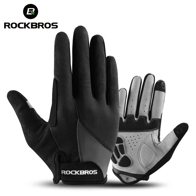ROCKBROS Fahrradhandschuhe Schwammpolster Lange Finger Motorradhandschuhe für Fahrrad Mountainbike Handschuhe Touchscreen MTB Handschuhe