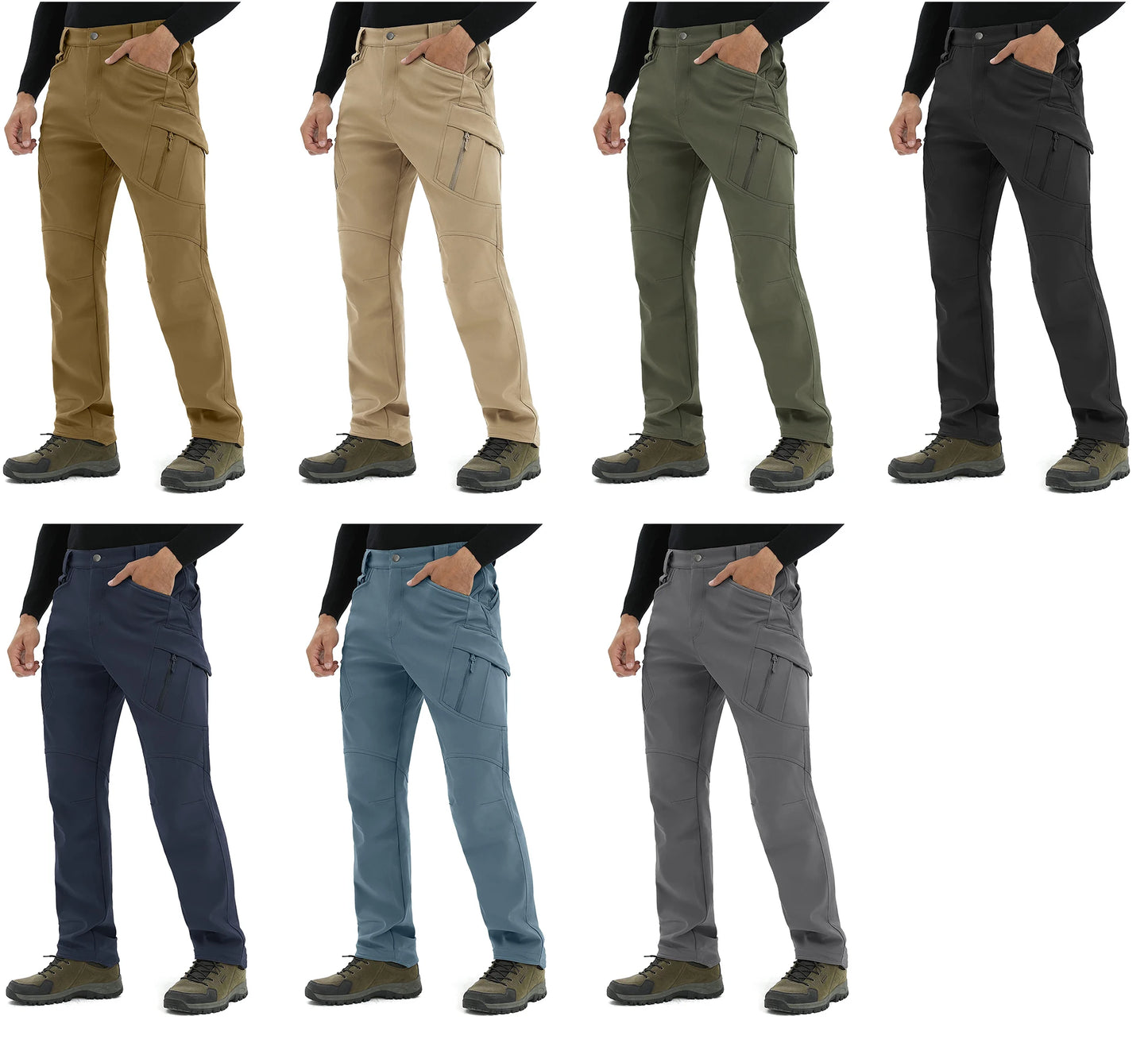 TACVASEN IX9 Winter Softshell Thermo Wanderhose Arbeitshose Herren Fleece Cargohose Wasserdicht Warm Outdoor Männer Hose