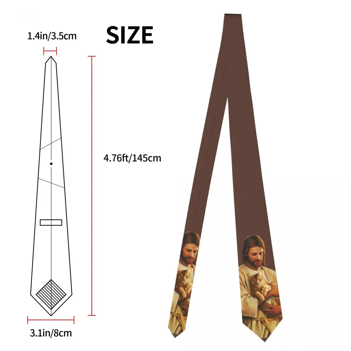 Christus und seine Katze Unisex Krawatte Seidenpolyester 8 cm breit Jesus Krawatte für Herren Accessoires Krawatte Hochzeit Büro