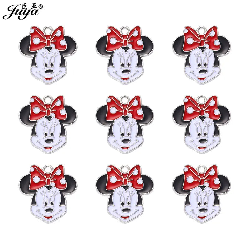JUYA 15pcs Enamel Mouse Charm Pendants For Jewelry Making Women Kids DIY Necklace Handmade Findings Crafts Accessories