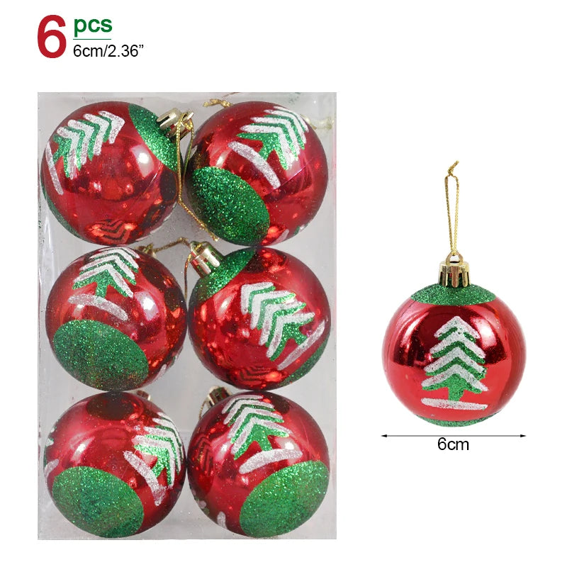 6 Stück 6 cm transparente Schneeball-Weihnachtskugeln Anhänger für Weihnachtsbaumschmuck Klare Kugeln Hängende Ornamente Weihnachten Navidad