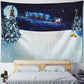 Christmas Tapestry Wall Hanging Winter Night Snowflake Elk Santa Claus Hanging Fireplace Blanket Gift Home Wall Decorations