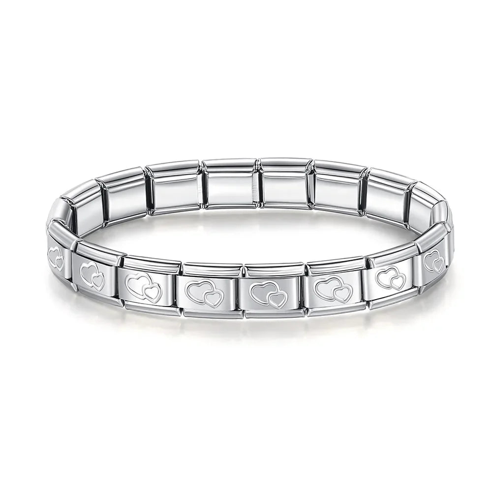 Hapiship Neue Mode Frauen Romantisches Herz 9mm Breite Edelstahl Armband Armreif Mädchen Hochzeit Weihnachtsgeschenk Schmuck G205