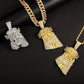 Iced Out Jesus Christus Kopf Anhänger Strass Halskette mit 13mm Miami Cuban Gliederkette Hip Hop Stil für Herren Damen Geschenk