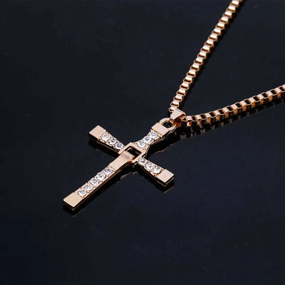 Mode Kruzifix Jesus Christus Herrenschmuck Gold Braun Silber Farbe Metall Kreuz Anhänger mit Halskette Halsketten für Damen