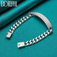 DOTEFFIL 925 Sterling Silber 2 Stücke Armband 10mm Glatte Seitenkette für Herren Damen Hochzeit Verlobung Party Schmuck