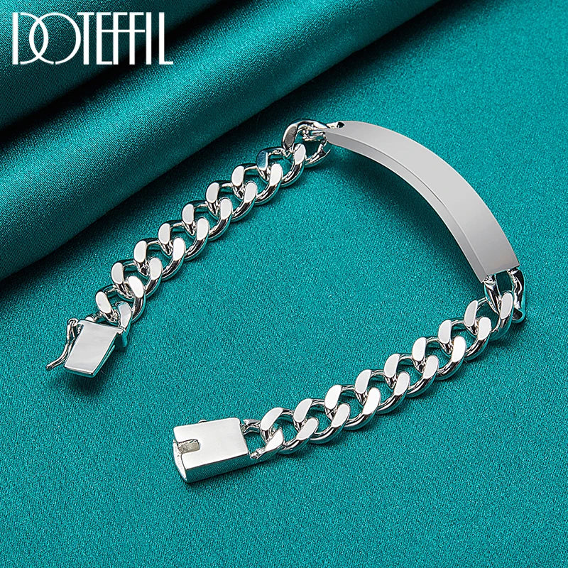DOTEFFIL 925 Sterling Silber 2 Stücke Armband 10mm Glatte Seitenkette für Herren Damen Hochzeit Verlobung Party Schmuck
