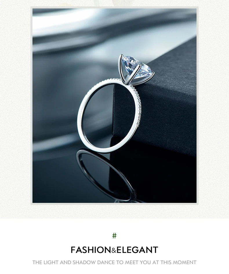 2023 Klassischer Luxus Echter massiver 925 Sterling Silber Ring 3 Karat 10 Herzen Pfeile Zirkon Hochzeitsschmuck Ringe Verlobung Für Frauen