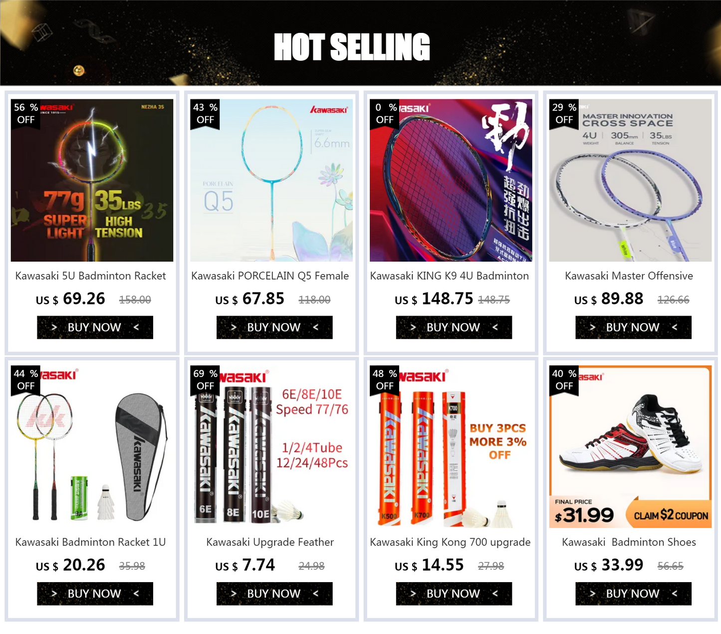 Kawasaki Badminton Racket 1U Aluminum Alloy Frame Badminton Racquet With String UP-0160 With Free Gift Shuttlecock