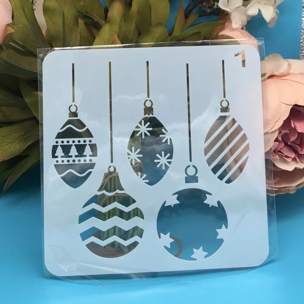 8Pcs/Set 13cm Christmas Model C DIY Layering Stencils Painting Scrapbook Coloring Embossing Album Decorative Card Template