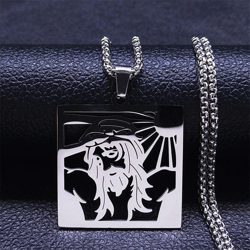 Christ Gott Kreuz Jesus Dornenkrone Kette Halskette Herren Edelstahl Kruzifix Halskette Schmuck colar masculino N7074S02