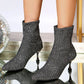 Herbstmode Damenstiefeletten Eleganter spitzer Zeh Stiletto-Booties High Heels Luxus Paillettenstoff Slip-on Stiefeletten Damenschuhe