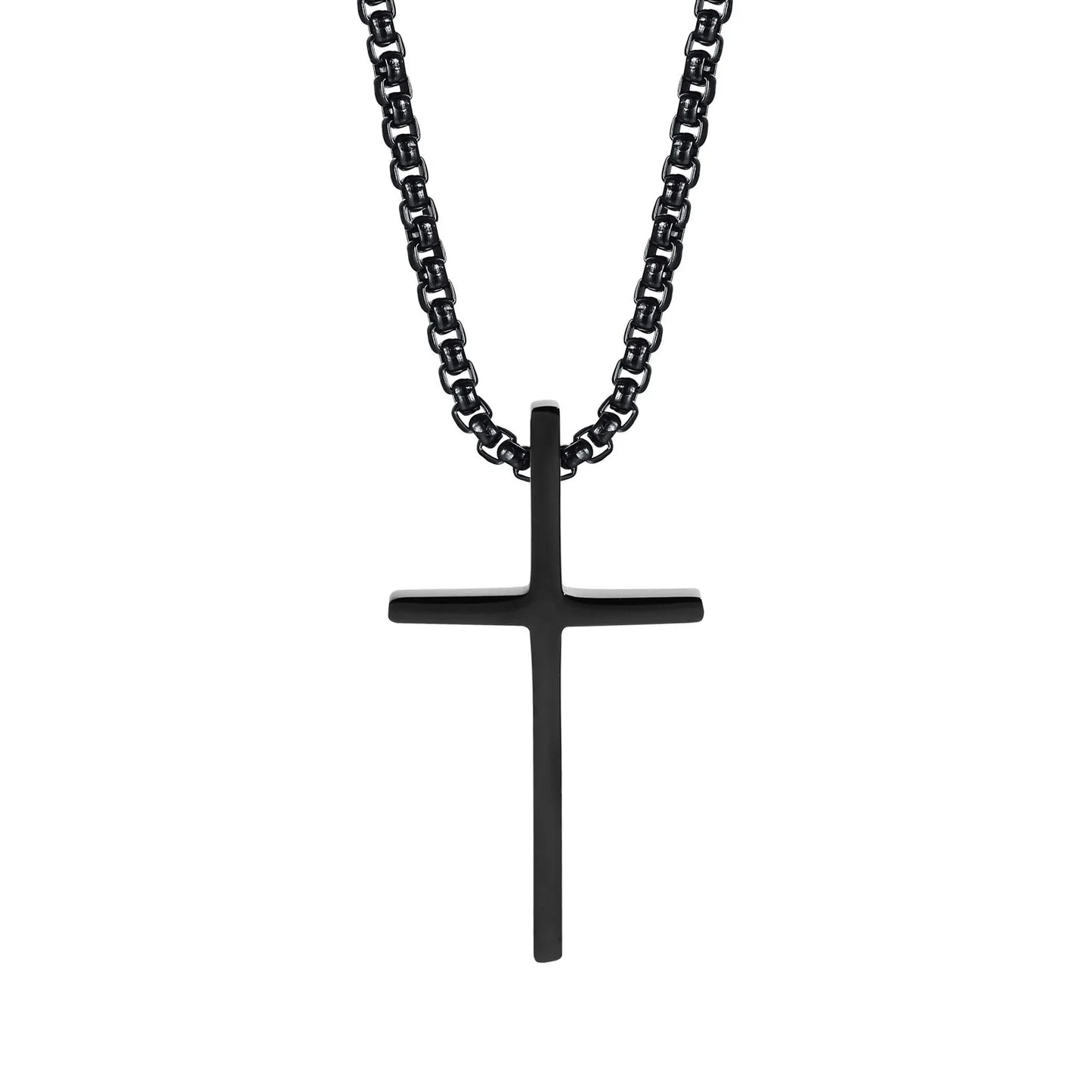 Vnox Schlichte Unisex-Kreuzketten, einfacher Edelstahl-Kreuzanhänger für Damen und Herren, Gebets-Halskette für Christen, verstellbare Panzerkette