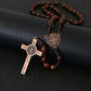 Christus Jesus Holzperlen 8mm Rosenkranzperlen Kreuz Autoanhänger Geflochtene Seilkette Halskette Religiöser Orthodoxer Gebetsschmuck