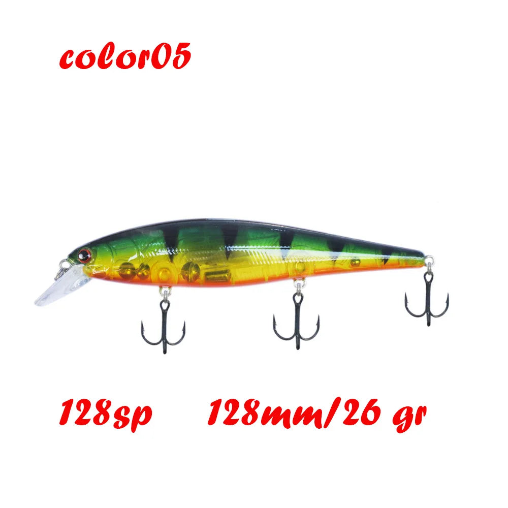 BassLegend Fishing Artificial Bait Suspending Minnow Shallow Wobbler Jerkbait Shad Bass Pike Lure 128 SP 78 F 65 SP