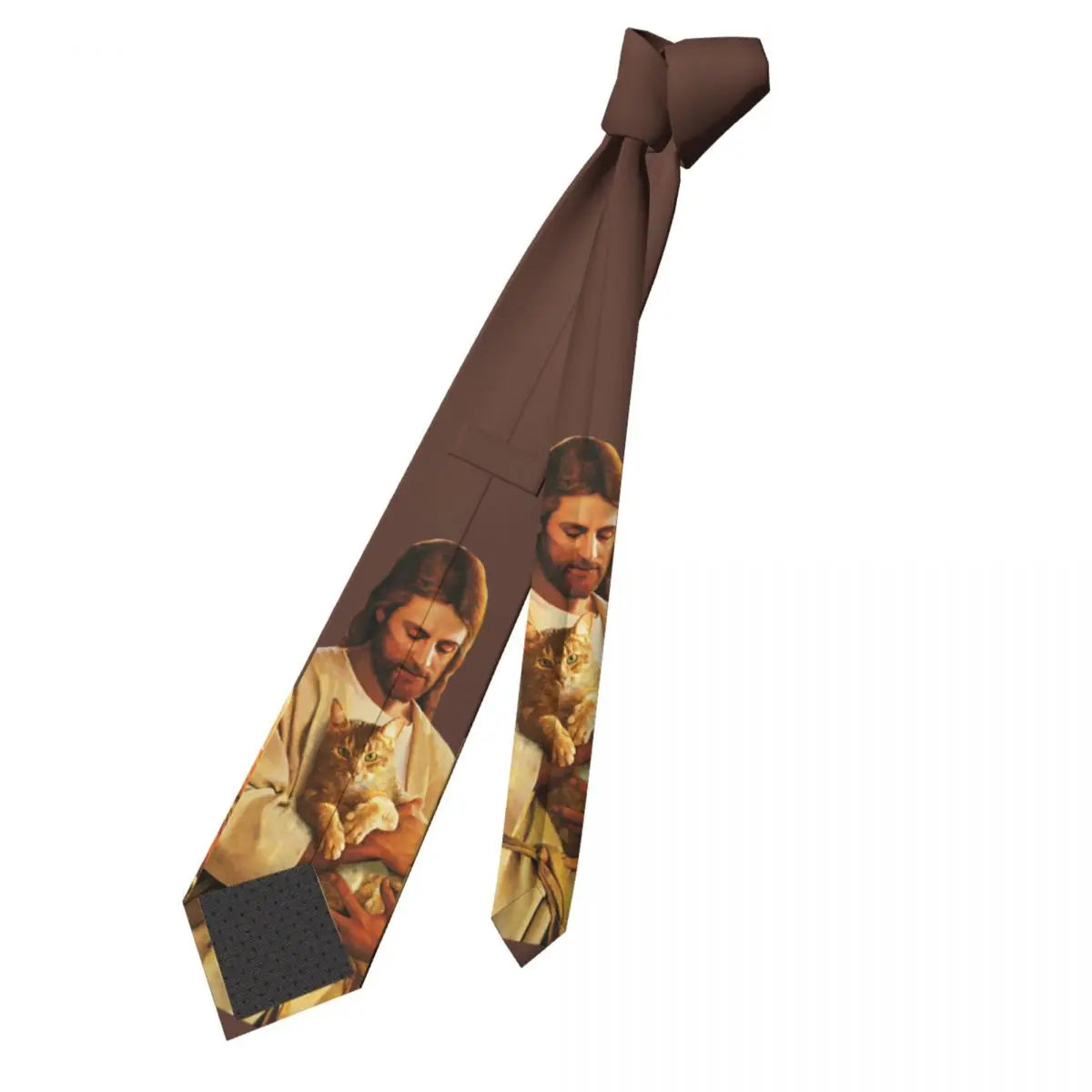 Christus und seine Katze Unisex Krawatte Seidenpolyester 8 cm breit Jesus Krawatte für Herren Accessoires Krawatte Hochzeit Büro