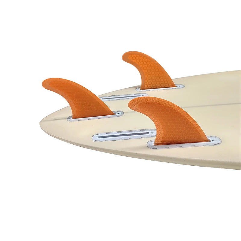 Surfbrett Flossen Set Tri Finnen UPSURF Future S/M/L Honeycomb Fiberglas Orange/Gelb/Blau/Grau/Grün mit schwarzem Logo Funboard Finnen
