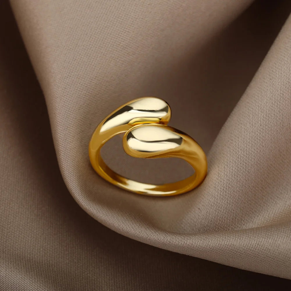 Edelstahlringe für Damen Wasserdicht Offen Goldfarbener Ring Hochzeits-Paarband Schmuck Geschenke Kostenloser Versand Artikel anillos