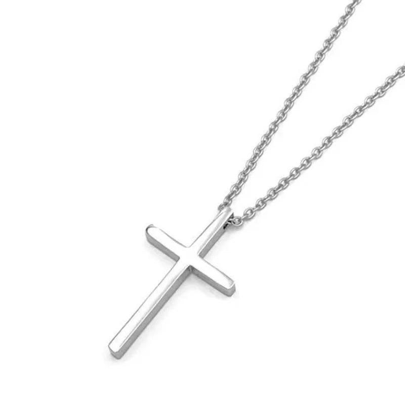 Einfache geometrische Kreuz-Anhänger-Halskette für Damen, Metallschmuck, silberfarbene Kette, Choker, Partygeschenk für Herren, Accessoires