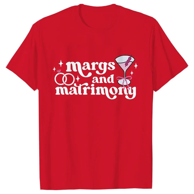 Margs & Matrimony Junggesellenabschied Party T-Shirts Harajuku Sommer Team Braut Tees Brautparty Grafik Y2k Tops