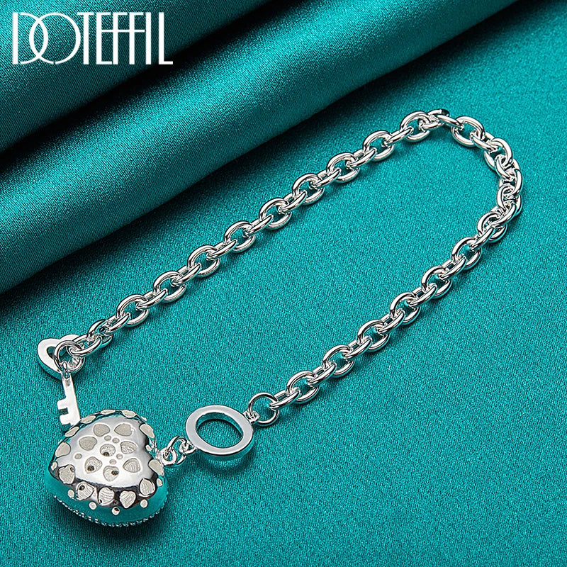 DOTEFFIL 925er Sterling Silber AAA Zirkonia Herz Armband Halskette Ring Set für Damen Hochzeit Verlobung Party Charm Schmuck