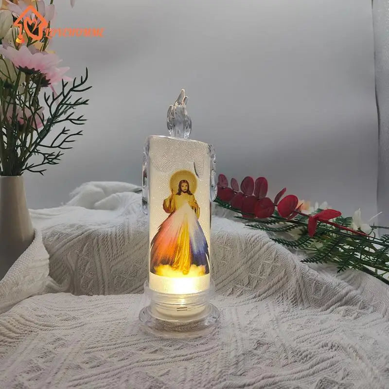 Jesus Jungfrau Christus Kerzenlampe Romantisches Teelicht Elektronische Flammenlose LED Deko