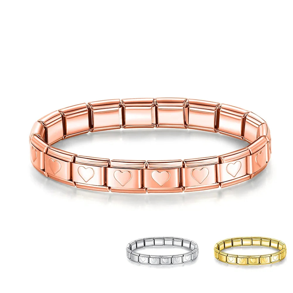 Hapiship Neue Mode Frauen Romantisches Herz 9mm Breite Edelstahl Armband Armreif Mädchen Hochzeit Weihnachtsgeschenk Schmuck G205