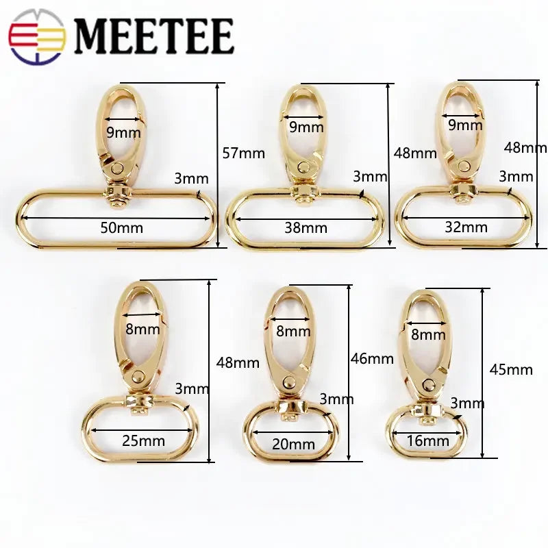 5/10Pcs Meetee 20/25/32/38mm Metal Bags Strap Buckles Lobster Clasp Collar Carabiner Snap Hook DIY KeyChain Bag Part Accessories