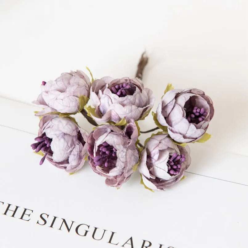 12PCS Artificial Flowers Christmas Decorations for Home Accessories Stamen Wedding Bouquet Garland DIY Gifts Silk Tea Roses Buds