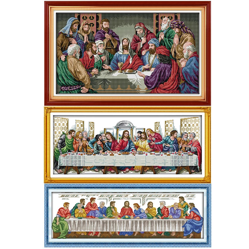 Joy Sunday Das Letzte Abendmahl Muster Kreuzstich-Sets DIY Handarbeit 16/14/11CT bedruckte Jesus Christus Sticksets Heimdekoration