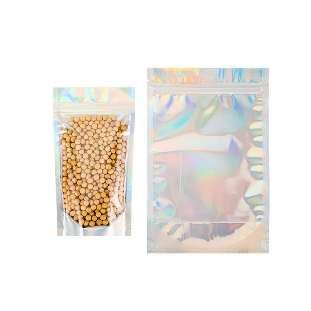 100 Stück Silberne, matte Aluminiumfolienbeutel zum Heißsiegeln – oben offene Mylar-Folienbeutel, matte Oberfläche, Kunststoff-Lebensmittelverpackung, Pulver-/Saucenbeutel