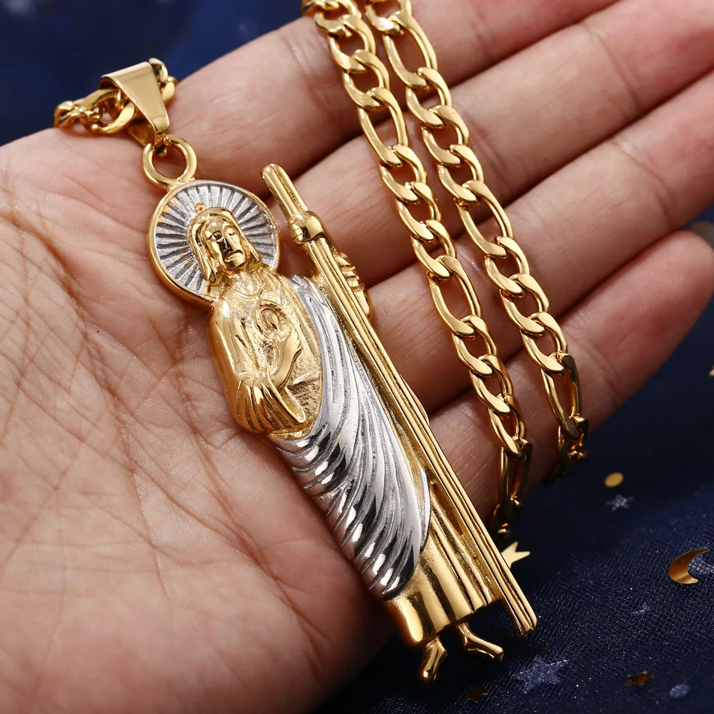 316L Edelstahl Charm Mode Kruzifix Jesus Kreuz Halskette Anhänger Mehrlagige Jesus Christus Kruzifix Halsketten 24''