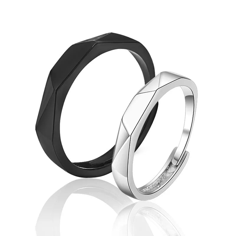 Fashion Schwarz Weiß Ring Geometrische Unregelmäßigkeiten Glatte Paar Verstellbare Ringe Einfachheit Studentenparty Schmuck