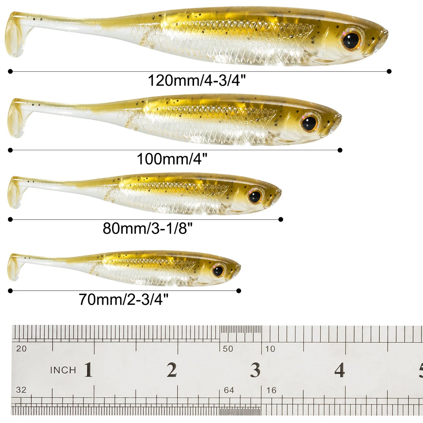 Dr.Fish 5/6 Stück Angelköder Weichplastik Silikonköder Paddelschwanz Shad Wurm Swimbait Süßwasser Barsch Forelle 70mm 80mm 100mm