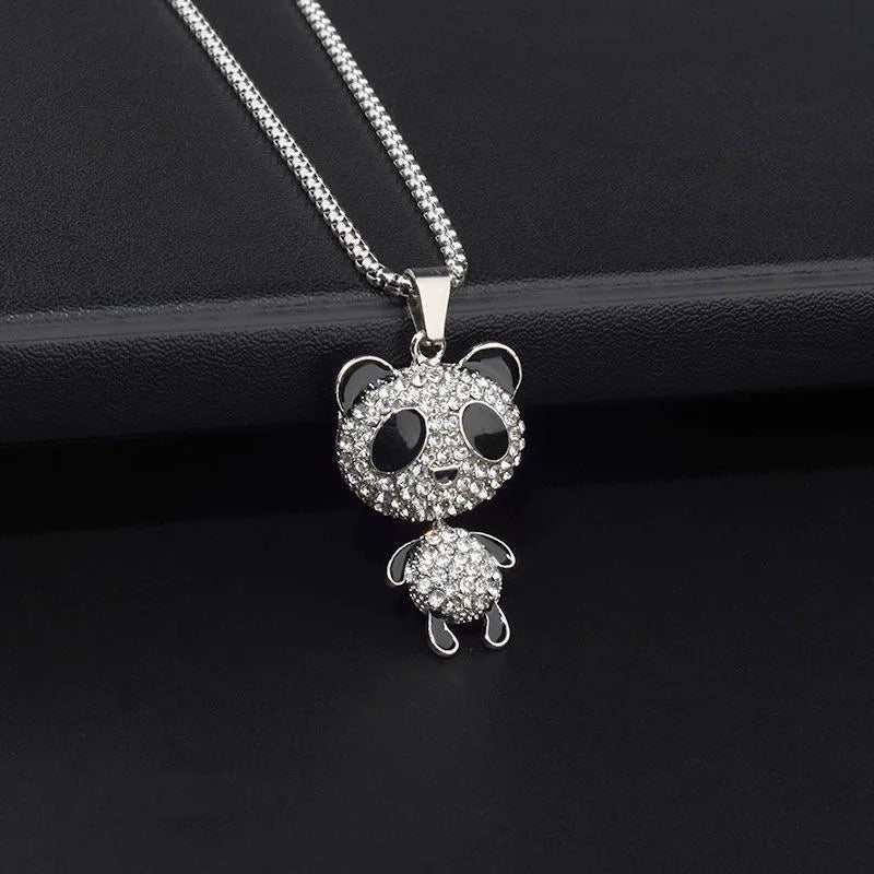 Fashion Movable Panda Necklace Lady Exquisite and Cute Cartoon Animal Hip-hop Personality All-match Pendant