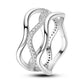 Ringe für Frauen 925 Silberfarbe Zirkon Wickellinie Geometrischer Sternring Verlobung Hochzeit Romantisches Valentinstag Feinschmuck Geschenk