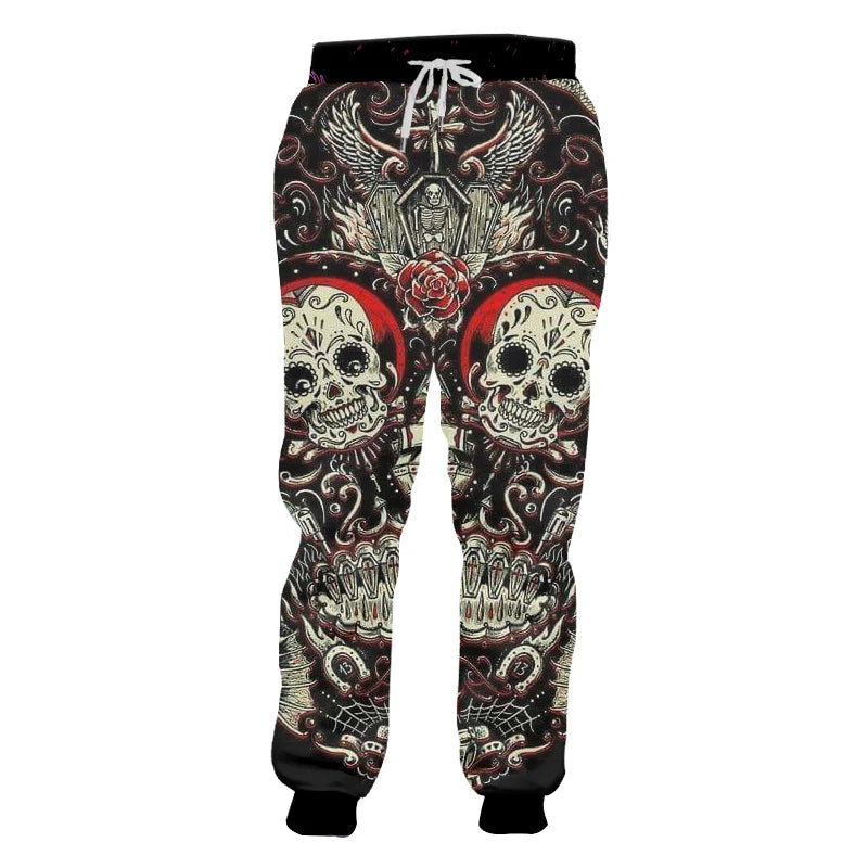 3D-Druck Totenkopf rauchend Lässige Y2K-Hose Herren Jogginghose Neu Coole Sweat-Jogger Harem Herren Volle Länge Hombre Kapuzen-Golfshirt
