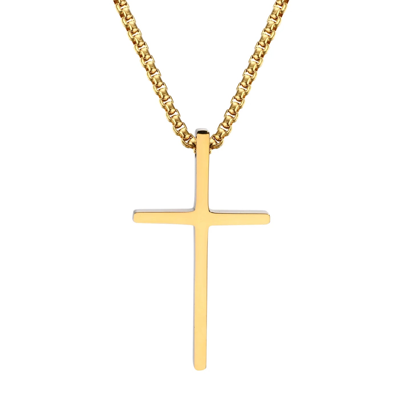Vnox Schlichte Unisex-Kreuzketten, einfacher Edelstahl-Kreuzanhänger für Damen und Herren, Gebets-Halskette für Christen, verstellbare Panzerkette