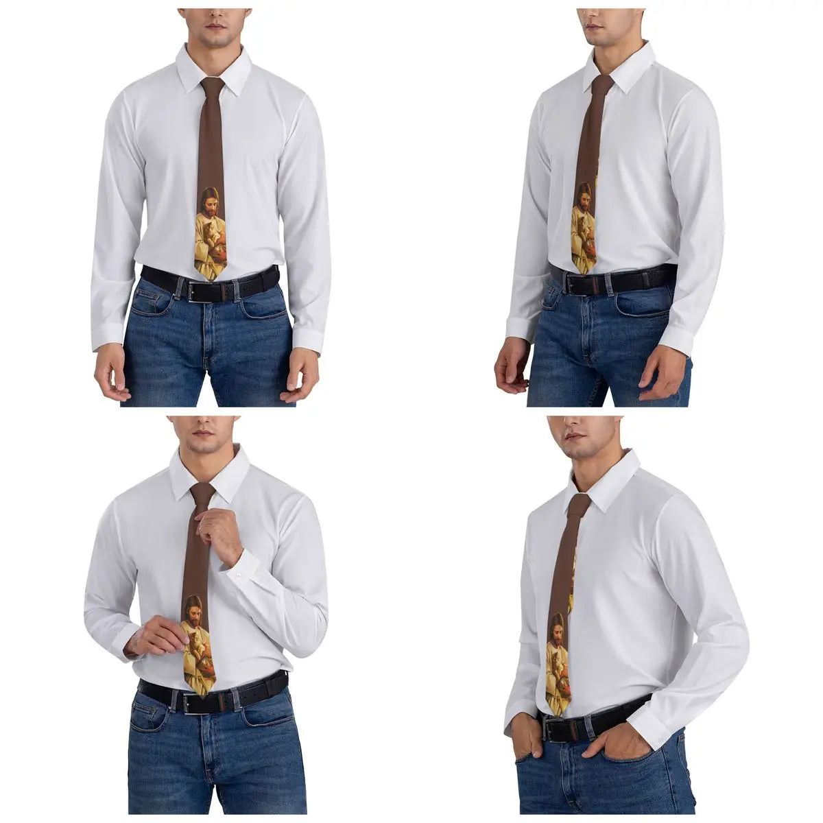 Christus und seine Katze Unisex Krawatte Seidenpolyester 8 cm breit Jesus Krawatte für Herren Accessoires Krawatte Hochzeit Büro