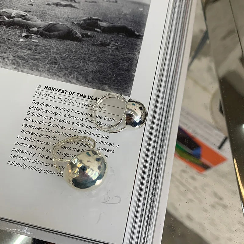 925 Sterling Silber Unregelmäßige Runde Geometrische Ringe Für Frauen Paare Mode Kreative Einfache Temperament Schmuck Accessoires